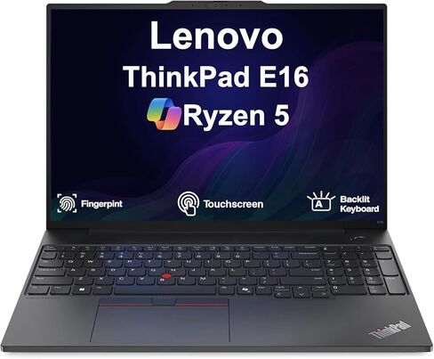 Lenovo ThinkPad E16 Gen 3 AI Business Laptop 16" Touchscreen FHD+ Display (AMD Ryzen 5 230 (> Ryzen 5 7535U), 32GB DDR5, 1TB SSD, Backlit KB, Fingerprint, 5MP RGB Webcam, Win 11 Pro) w/Copilot in Kuwait