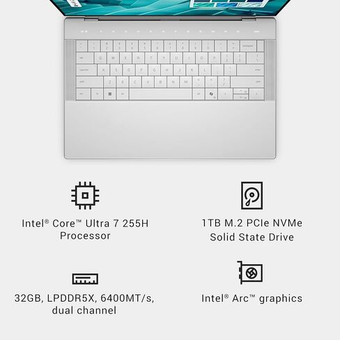 Dell XPS 14 Premium Laptop DA14250-14.5-inch Touch 3.2K OLED 48-120Hz Display, Intel Core Ultra 7 255H, Intel Arc Graphics, 32GB Memory, 1TB SSD, Backlit English Keyboard with Fingerprint Reader in Kuwait