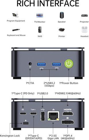 GMKtec Mini PC Ryzen 5 3500U (Beats N150) 16GB 256GB SSD 2.5GbE NIC LAN Office Home Desktop Computers, Triple 4K Display, WiFi, BT, USB-C, DP Nucbox G10 Black in Kuwait