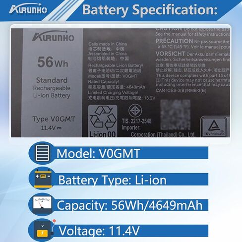 V0GMT استبدال بطارية الكمبيوتر المحمول Dell G7 17 7700 Series 9TM7D 09TM7D NYD3W 0NYD3W NCC3D 0NCC3D 4K1VM W62W6 0W62W6 XYCW0 0XYCW0 VOGMT 0V0GMT TJDRR 0TJDRR 56Wh 11.4V in Kuwait
