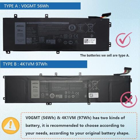 V0GMT استبدال بطارية الكمبيوتر المحمول Dell G7 17 7700 Series 9TM7D 09TM7D NYD3W 0NYD3W NCC3D 0NCC3D 4K1VM W62W6 0W62W6 XYCW0 0XYCW0 VOGMT 0V0GMT TJDRR 0TJDRR 56Wh 11.4V in Kuwait