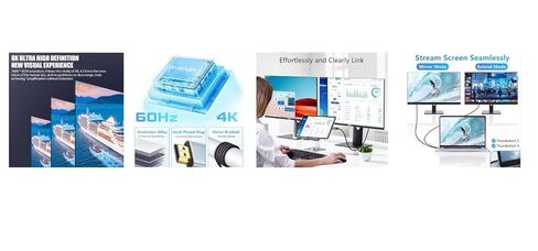 كابل USB C إلى HDMI بطول 3 في 1 وكابل DP وكابل DP إلى HDMI 4K فائق السرعة من النايلون مع حماية متقدمة، ومنفذ Thunderbolt لأجهزة الكمبيوتر المحمولة وأجهزة الكمبيوتر والكاميرات والتلفزيون عالي الدقة. in Kuwait
