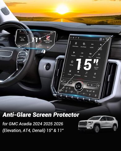 (عبوتان) واقي شاشة غير لامع مضاد للوهج 2026 GMC Acadia لعام 2024 2025 2026 GMC Acadia (Elevation/AT4/Denali) 15 بوصة نظام معلومات ترفيهي و11 بوصة حافظة شاشة لوحة العدادات لعام 2026 GMC Acadia Accessories in Kuwait
