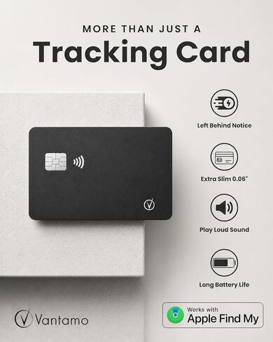 بطاقة تعقب المحفظة رفيعة للغاية من فانتامو، معتمدة من Apple MFi، IP68 مقاومة للماء ومحفظة البطاقة الذكية بلوتوث وجواز السفر، تعمل مع Apple Find My، الشحن اللاسلكي، iOS فقط in Kuwait
