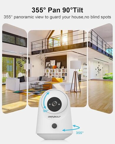 كاميرا مراقبة منزلية داخلية GENBOLT 2K WiFi لاسلكية، كاميرا للحيوانات الأليفة قابلة للإمالة مع بطارية 5000 مللي أمبير في الساعة، كاميرا IP CCTV Nanny Dog Cam لمراقبة الأطفال مع اكتشاف PIR in Kuwait