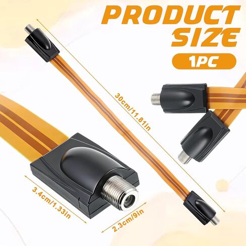 Flat Coaxial Cable, RG6 Coax Window Pass Through TV Cable Wire Slim F Female to Female 12 Inch Length for Window, Door Orange in Kuwait