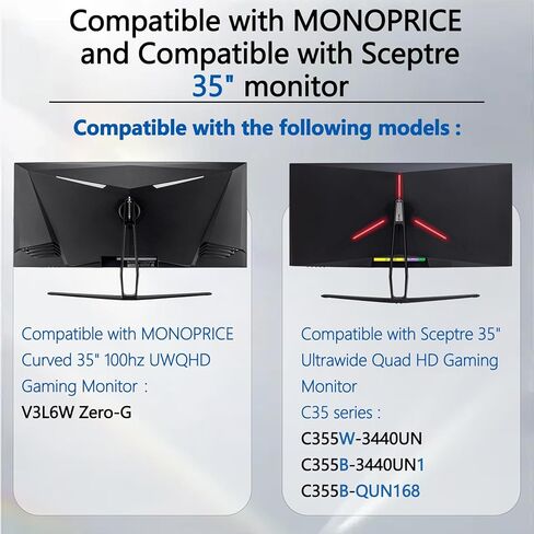 محول حامل C355B-QUN168 متوافق مع شاشة Scepter 35 بوصة فائقة الاتساع (يناسب V3L6W Zero-G، C355W-3440UN، C355B-3440UN1، C355B-QUN168) – 75x75 إلى 100x100 حامل تثبيت على الحائط in Kuwait