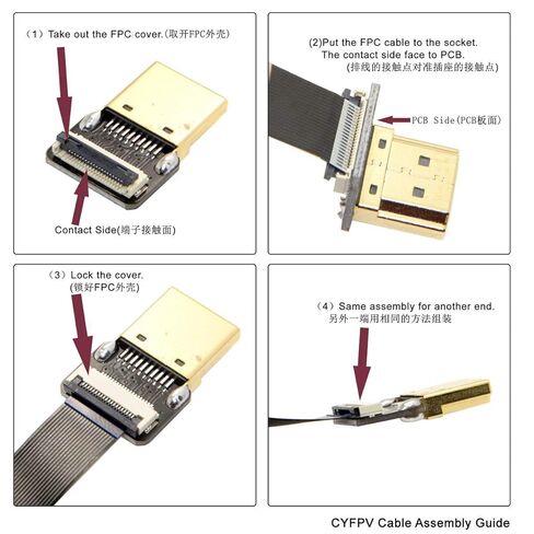 تشينيانغ CY كابل HDMI صغير إلى HDMI CYFPV Mini HDMI ذكر إلى HDMI ذكر FPC كابل مسطح 1080P لـ FPV HDTV مولتيكوبتر التصوير الجوي in Kuwait