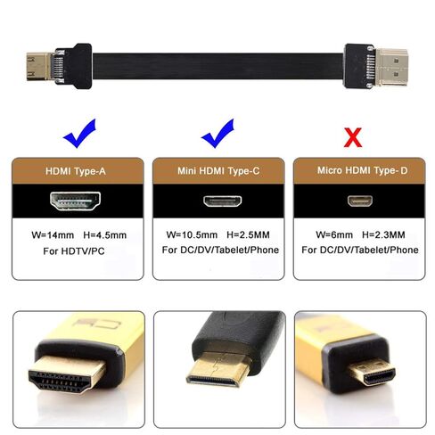 تشينيانغ CY كابل HDMI صغير إلى HDMI CYFPV Mini HDMI ذكر إلى HDMI ذكر FPC كابل مسطح 1080P لـ FPV HDTV مولتيكوبتر التصوير الجوي in Kuwait