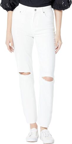 PAIGE Women's Stella Ultra High Rise Straight Leg 29" in Bare White Destructed in Kuwait