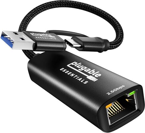 محول USB-C وUSB إلى إيثرنت بسرعة 2.5 جيجابت في الثانية قابل للتوصيل، ومحول إيثرنت USB-A/USB-C 2 في 1 | ألومنيوم، مضفر| محول شبكة عالي السرعة 2.5 جيجابت في الثانية لأجهزة Thunderbolt 4/3، وMacBook Air/Pro، وiPad، وWindows، وXPS in Kuwait