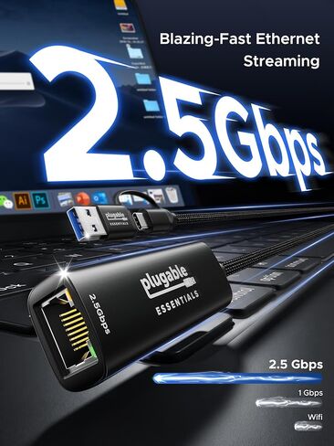 محول USB-C وUSB إلى إيثرنت بسرعة 2.5 جيجابت في الثانية قابل للتوصيل، ومحول إيثرنت USB-A/USB-C 2 في 1 | ألومنيوم، مضفر| محول شبكة عالي السرعة 2.5 جيجابت في الثانية لأجهزة Thunderbolt 4/3، وMacBook Air/Pro، وiPad، وWindows، وXPS in Kuwait