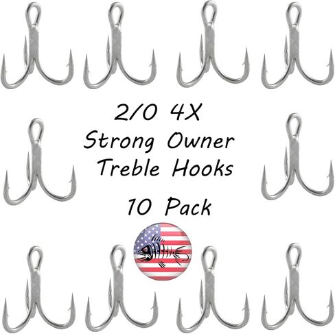 Owner 4X Strong 2/0 ST-66 Treble Hooks – Heavy Duty Replacement Fishing Hooks for Lures, Saltwater or Freshwater in Saudi Arabia
