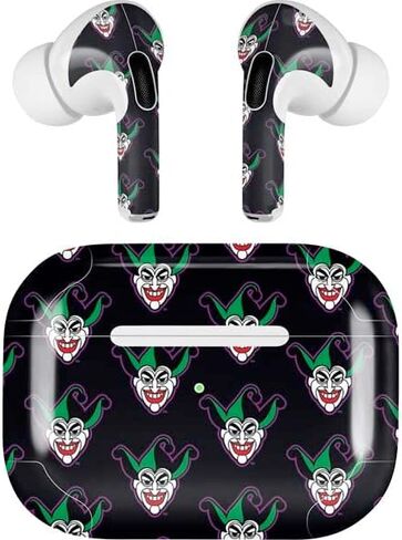 غلاف صوتي من Skinit متوافق مع Apple AirPods Pro (الجيل الثاني، 2022) - تصميم نمط شعار Warner Bros Joker مرخص رسميًا in Kuwait