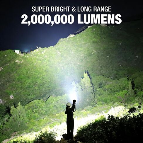 كشاف كشاف قابل لإعادة الشحن، 2000000 لومن ضوء كشاف فائق السطوع، مصباح كشاف LED محمول مع 3 عدسات ملونة وحامل قابل للطي، 10000ɱAh مصباح كشاف مقاوم للماء طويل الأمد للقوارب في الهواء الطلق in Kuwait