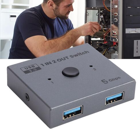 محول USB 3.0، 2 في 1 نقل بيانات ثنائي الاتجاه بسرعة 5 جيجابت في الثانية، مع مفتاح فعلي ومؤشر LED، للماسح الضوئي لطابعة لوحة المفاتيح والماوس in Kuwait