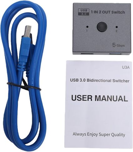 محول USB 3.0، 2 في 1 نقل بيانات ثنائي الاتجاه بسرعة 5 جيجابت في الثانية، مع مفتاح فعلي ومؤشر LED، للماسح الضوئي لطابعة لوحة المفاتيح والماوس in Kuwait
