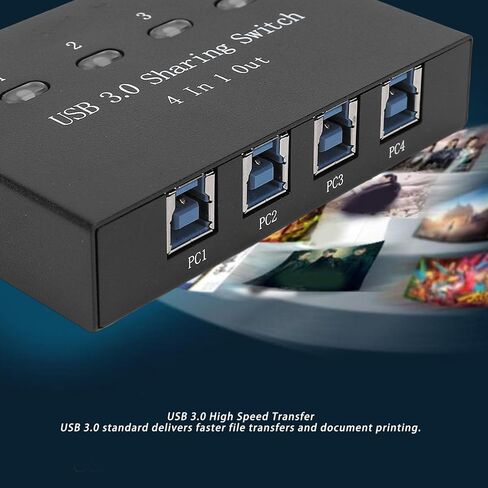 محدد مفاتيح USB 3.0، 4 منافذ USB لمشاركة لوحة المفاتيح والماوس وطابعة الماسح الضوئي وأزرار واحدة ومحول توصيل محور محيطي وتشغيل 4 في 1 لأجهزة الكمبيوتر المحمول in Kuwait