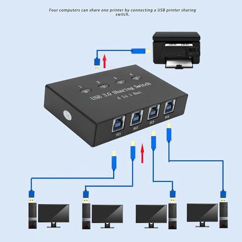محدد مفاتيح USB 3.0، 4 منافذ USB لمشاركة لوحة المفاتيح والماوس وطابعة الماسح الضوئي وأزرار واحدة ومحول توصيل محور محيطي وتشغيل 4 في 1 لأجهزة الكمبيوتر المحمول in Kuwait