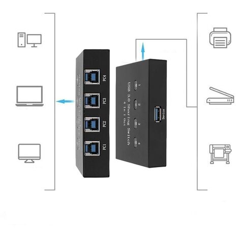 محدد مفاتيح USB 3.0، 4 منافذ USB لمشاركة لوحة المفاتيح والماوس وطابعة الماسح الضوئي وأزرار واحدة ومحول توصيل محور محيطي وتشغيل 4 في 1 لأجهزة الكمبيوتر المحمول in Kuwait