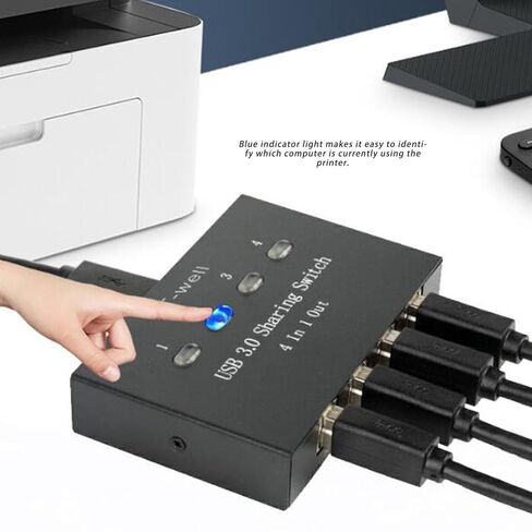 محدد مفاتيح USB 3.0، 4 منافذ USB لمشاركة لوحة المفاتيح والماوس وطابعة الماسح الضوئي وأزرار واحدة ومحول توصيل محور محيطي وتشغيل 4 في 1 لأجهزة الكمبيوتر المحمول in Kuwait