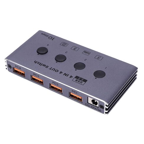 Yunseity 4x4 USB 3.2 Switcher 10Gbps عالي السرعة USB KVM Switcher Hub كمبيوتر مع منافذ من النوع C وA للماسح الضوئي لطابعة لوحة المفاتيح والماوس (قابس أمريكي) in Kuwait