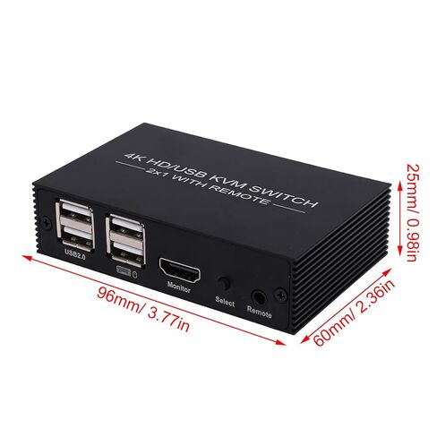 VBESTLIFE USB 3.0 HDMI KVM Switch 1 Monitors 2 Computers, 4K@60Hz KVM Switches for 2 Computers Sharing Monitor Keyboard Mouse Hard Drives Printer in Kuwait