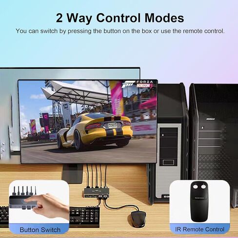 محول HDMI KVM 1 شاشة 2 جهاز كمبيوتر، محول KVM 4K@60 هرتز لجهازي كمبيوتر يتشاركان 1 شاشة لوحة مفاتيح وماوس، مفاتيح KVM مع جهاز تحكم عن بعد in Kuwait