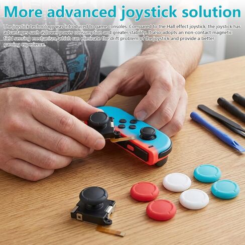 مجموعة استبدال عصا التحكم TMR الجديدة من Misimain المتوافقة مع Switch LCD Joy-Con، ترقية عصا التحكم المضادة للانجراف مع 4 أغطية ألوان متوافقة مع موديلات Switch Lite وOLED in Kuwait