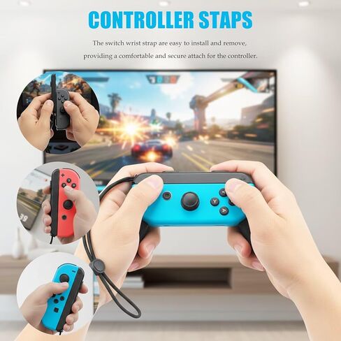 Misimain New Wrist Strap Set Compatible with Joycon Black 2 Pairs - Compatible with Switch OLED Controller Attachments for Enhanced Gaming Comfort in Saudi Arabia