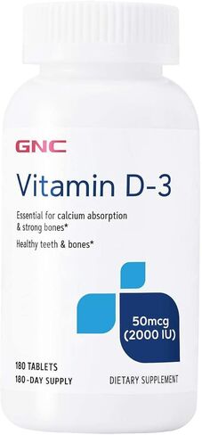 GNC Vitamin D3 50mcg Supplement, 2000 IU, Supports Teeth and Bone Health,180 Servings in Saudi Arabia