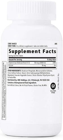 GNC Vitamin D3 50mcg Supplement, 2000 IU, Supports Teeth and Bone Health,180 Servings in Saudi Arabia