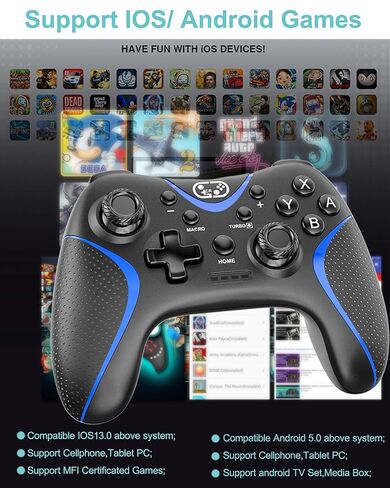 وحدة تحكم التبديل Ceppekyy، وحدات تحكم Bluetooth Switch Pro للتبديل / Lite / OLED، وحدة تحكم التبديل اللاسلكية مع أزرار قابلة للبرمجة، الاستيقاظ، محور الدوران، توربو، الاهتزاز المزدوج، لقطة الشاشة in Kuwait