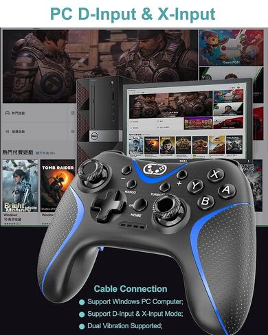 وحدة تحكم التبديل Ceppekyy، وحدات تحكم Bluetooth Switch Pro للتبديل / Lite / OLED، وحدة تحكم التبديل اللاسلكية مع أزرار قابلة للبرمجة، الاستيقاظ، محور الدوران، توربو، الاهتزاز المزدوج، لقطة الشاشة in Kuwait