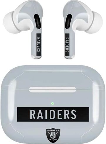 غلاف صوتي من Skinit متوافق مع Apple AirPods Pro (الجيل الثاني، 2022) - تصميم سلسلة الأداء الفضي من NFL Las Vegas Raiders المرخص رسميًا in Kuwait