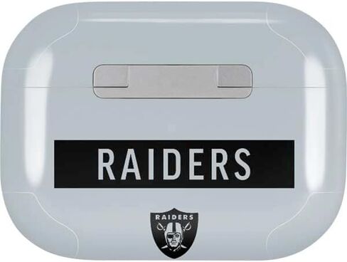 غلاف صوتي من Skinit متوافق مع Apple AirPods Pro (الجيل الثاني، 2022) - تصميم سلسلة الأداء الفضي من NFL Las Vegas Raiders المرخص رسميًا in Kuwait