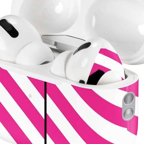 غلاف صوتي من Skinit متوافق مع Apple AirPods Pro (الجيل الثاني، 2022) - تصميم Skinit في الأصل بخطوط هندسية باللونين الوردي والأبيض in Kuwait