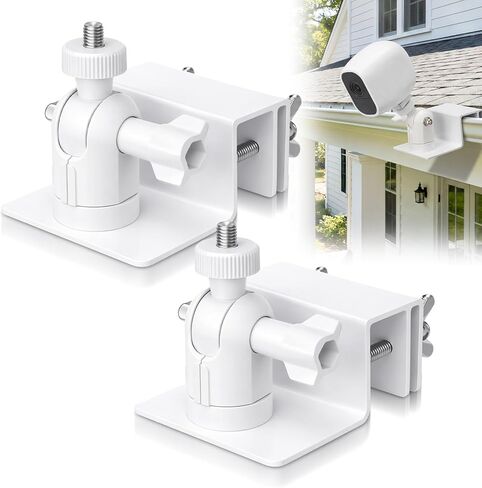 2 Pcs White Gutter Mount Compatible with Arlo No-Drill 360° Adjustable Security Camera Holder Compatible with Arlo Camera, Pro, and Pro 2 Weatherproof Gutter Mount with 1/4 Screw Solar Panel in Kuwait