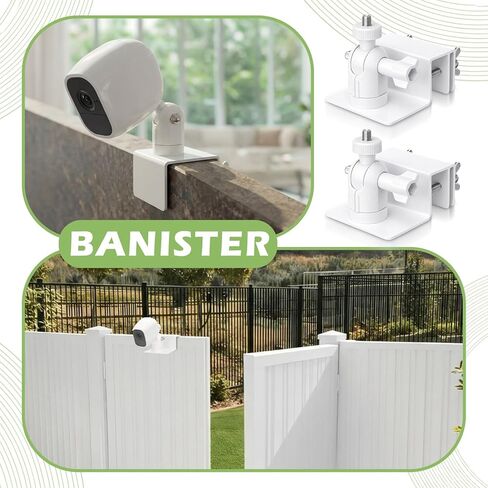 2 Pcs White Gutter Mount Compatible with Arlo No-Drill 360° Adjustable Security Camera Holder Compatible with Arlo Camera, Pro, and Pro 2 Weatherproof Gutter Mount with 1/4 Screw Solar Panel in Kuwait