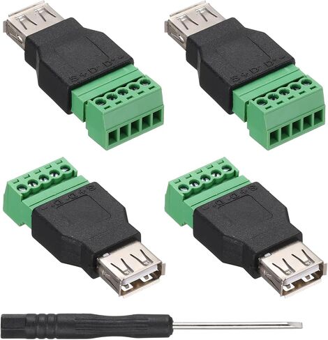 MECCANIXITY 4 قطع USB 2.0 A محول طرفي لولبي، USB 2.0 أنثى التوصيل إلى 8 دبوس موصل طرفي لولبي، محول صوت إيثرنت ملحقات المنزل موسع CCTV شبكة DVR الرقمية أسود in Kuwait