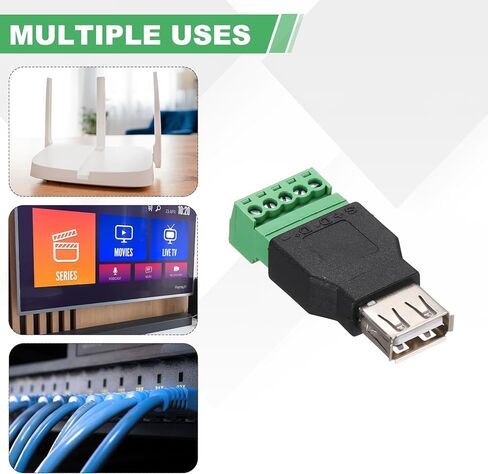 MECCANIXITY 4 قطع USB 2.0 A محول طرفي لولبي، USB 2.0 أنثى التوصيل إلى 8 دبوس موصل طرفي لولبي، محول صوت إيثرنت ملحقات المنزل موسع CCTV شبكة DVR الرقمية أسود in Kuwait