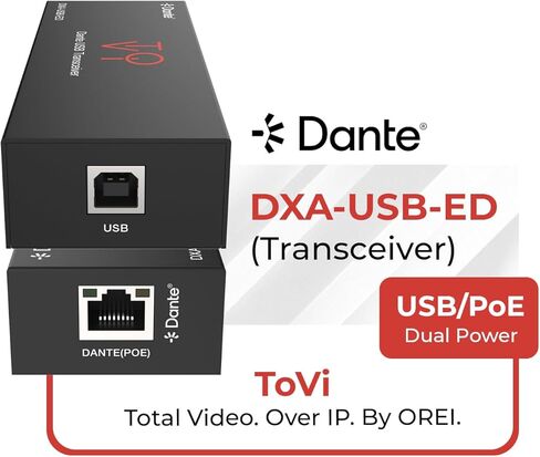 محول صوت ToVi Dante USB إلى الشبكة - محول صوت ثنائي القناة لشبكة Dante - صوت متوافق مع AES67 عبر IP - 24 بت 44.1/48/96 كيلو هرتز (DXA-USB-ED) in Kuwait