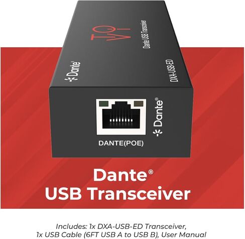 محول صوت ToVi Dante USB إلى الشبكة - محول صوت ثنائي القناة لشبكة Dante - صوت متوافق مع AES67 عبر IP - 24 بت 44.1/48/96 كيلو هرتز (DXA-USB-ED) in Kuwait