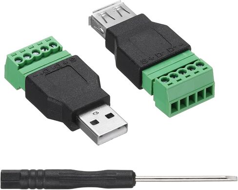 MECCANIXITY 2 قطعة USB 2.0 A محول طرفي لولبي، USB 2.0 أنثى/ذكر قابس إلى 8 دبوس موصل طرفي لولبي، محول صوت إيثرنت ملحقات المنزل موسع CCTV شبكة DVR الرقمية باللون الأسود in Kuwait