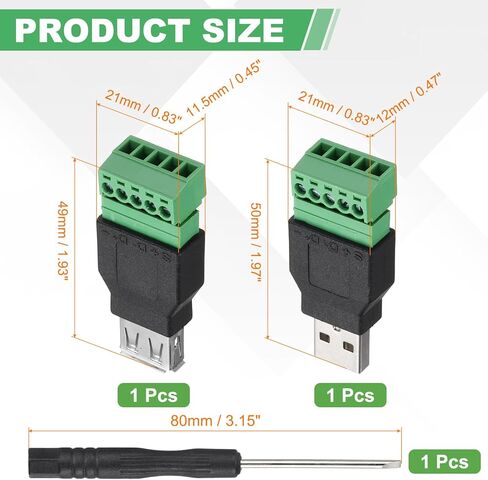 MECCANIXITY 2 قطعة USB 2.0 A محول طرفي لولبي، USB 2.0 أنثى/ذكر قابس إلى 8 دبوس موصل طرفي لولبي، محول صوت إيثرنت ملحقات المنزل موسع CCTV شبكة DVR الرقمية باللون الأسود in Kuwait