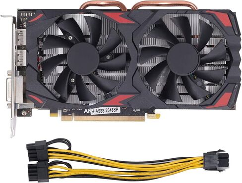بطاقة رسومات Vikye RX 580 8GB DDR5 RAM 256BIT للألعاب، بطاقة رسومات الكمبيوتر الشخصي مع فتحة PCI Express 3.0 16X، مراوح مزدوجة، التوصيل والتشغيل (580 8G D5) in Kuwait