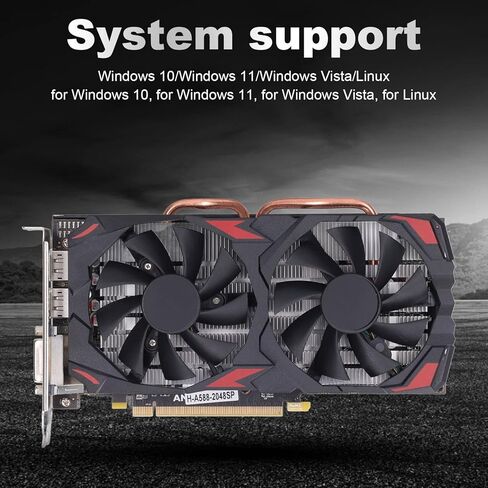 بطاقة رسومات Vikye RX 580 8GB DDR5 RAM 256BIT للألعاب، بطاقة رسومات الكمبيوتر الشخصي مع فتحة PCI Express 3.0 16X، مراوح مزدوجة، التوصيل والتشغيل (580 8G D5) in Kuwait