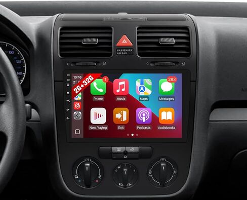 راديو السيارة Android لسيارة VW Passat Jetta Volkswagen Tiguan Beetle Golf 5 6 Caddy Touran CC مع CarPlay اللاسلكي Android Auto، شاشة لمس IPS مقاس 10.1 بوصة لسيارة VW Golf Stereo مع نظام تحديد المواقع/BT/WiFi/الكاميرا in Kuwait