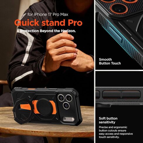 VRS DESIGN Quickstand Pro for iPhone 17 Pro Max Case (2025), [Magnetic Charging Compatible] Strong Magnet Ring Kickstand, Heavy Duty Rugged Shockproof Protective Cover (Matte Black) in Kuwait