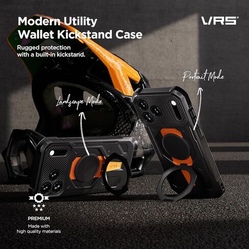 VRS DESIGN Quickstand Pro for iPhone 17 Pro Max Case (2025), [Magnetic Charging Compatible] Strong Magnet Ring Kickstand, Heavy Duty Rugged Shockproof Protective Cover (Matte Black) in Kuwait